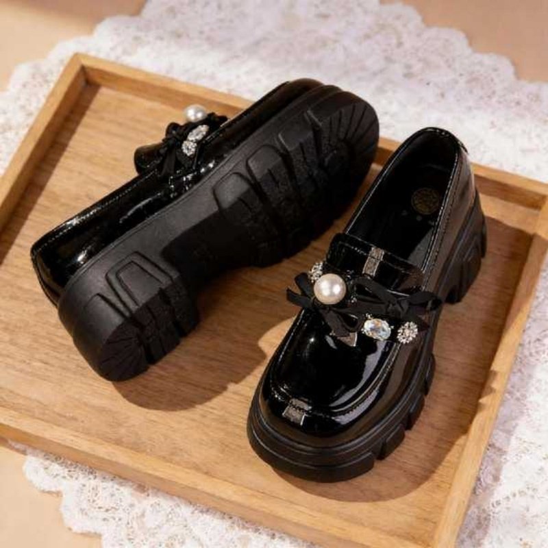 New Platform Loafers For Women - Chunky Heel Commuter Shoes, Vintage British School Style JK Leather Shoes, Versatile Flats For Dresses