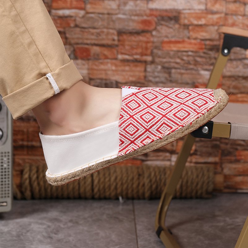 Breathable Casual Couple Ramie Sole Shoes Men And Women Fisherman Slip-on Canvas Shoes