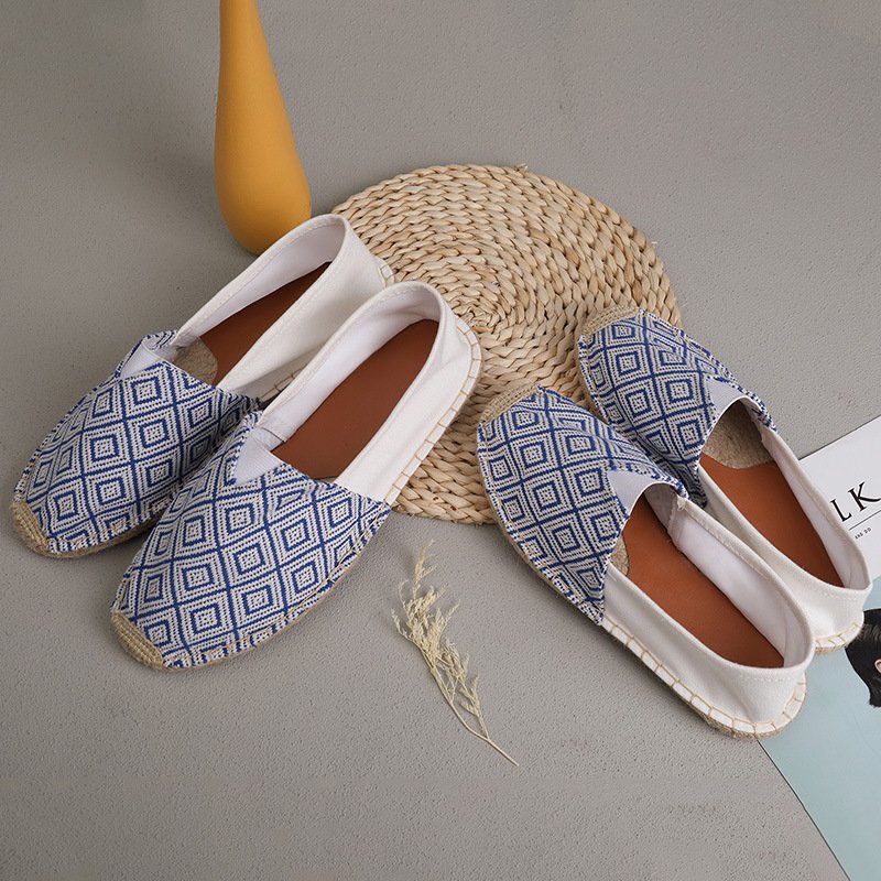 Breathable Casual Couple Ramie Sole Shoes Men And Women Fisherman Slip-on Canvas Shoes