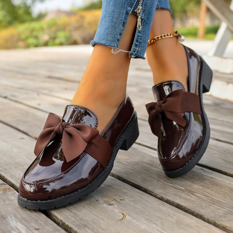 Plus-size Bow-knot Slip-on Loafers For Women