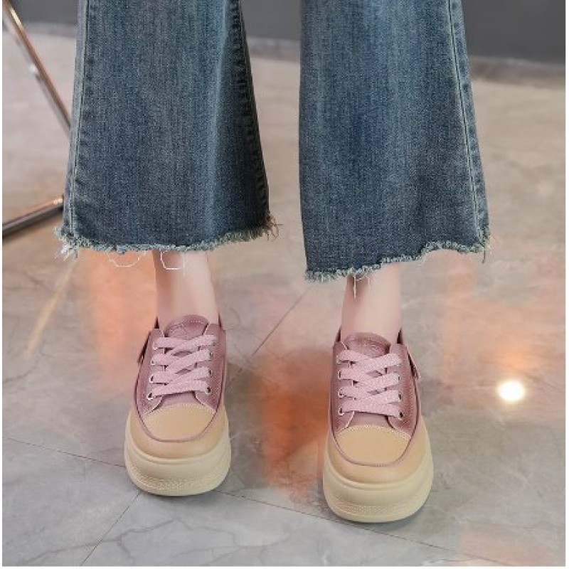 Simple And Versatile Casual Thick Soled Canvas Shoes For Women