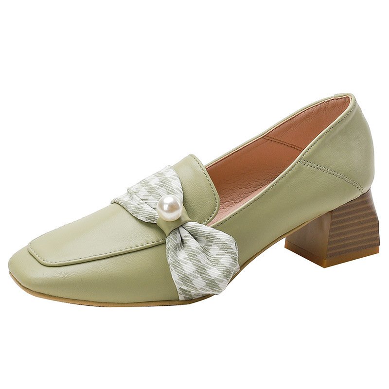Women's High Heel Leather Shoes British Style Loaf...