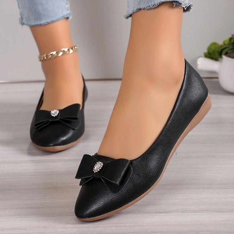 Bowknot Flats Shoes Fashion Casual Pointed Toe Loa...