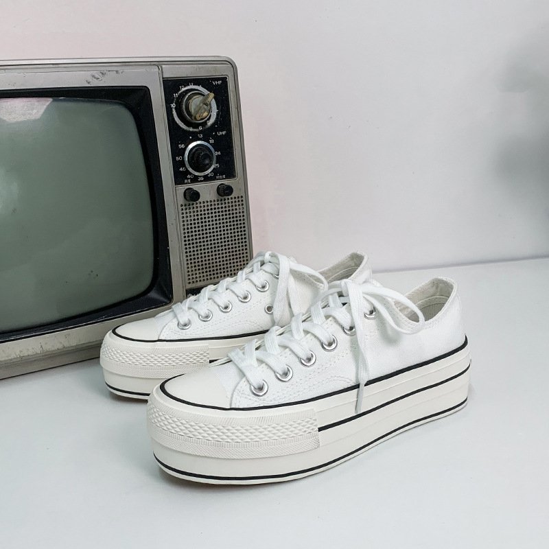 New Student Thick-Soled Increased Canvas Shoes Wom...