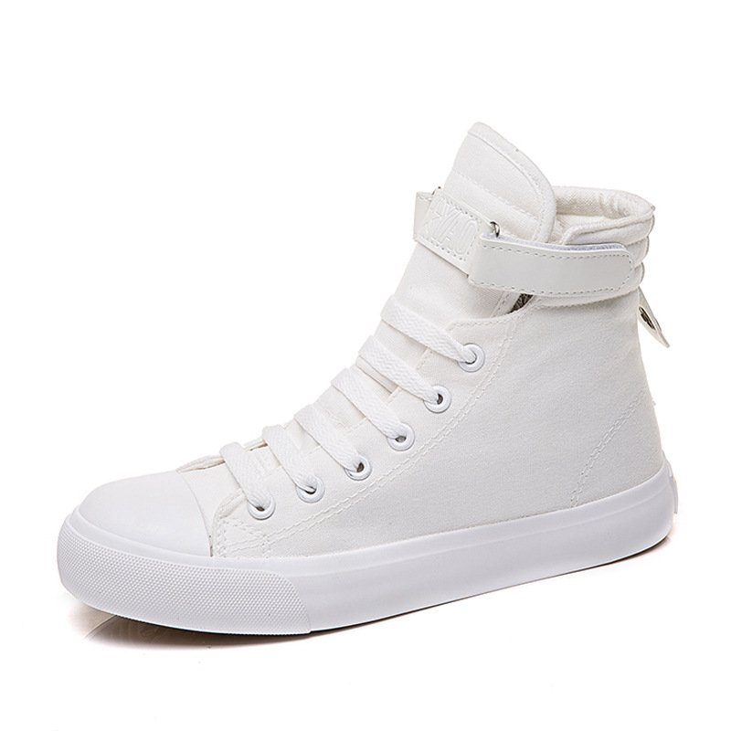 High-Top Canvas Shoes Women All Black Velcro Sport...