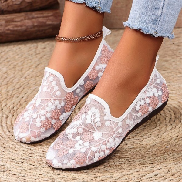 New Lace Embroidered Flat Shoes Summer Breathable ...