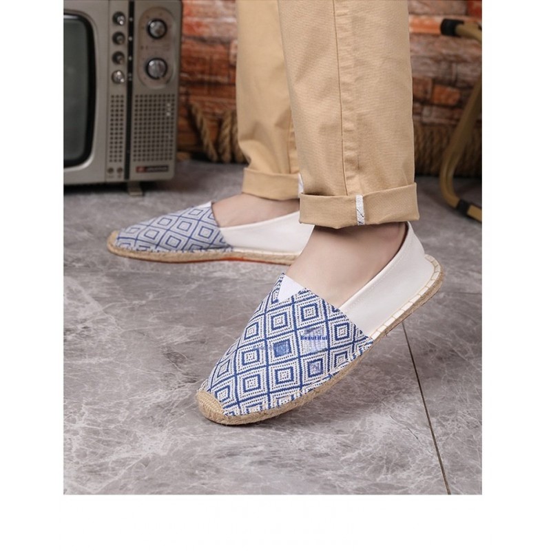 Breathable Casual Couple Ramie Sole Shoes Men And Women Fisherman Slip-on Canvas Shoes