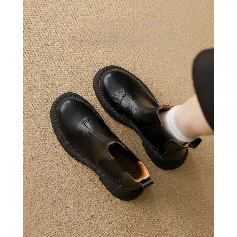 Retro British-style Thick-soled Ankle Boots For Women