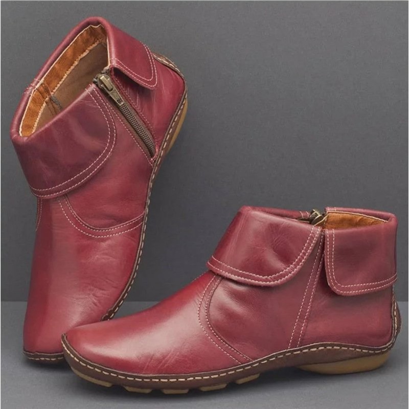 Ankle Boots Women Zipper Flat Shoes