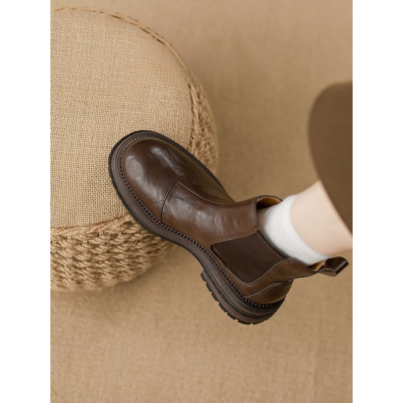 Retro British-style Thick-soled Ankle Boots For Women