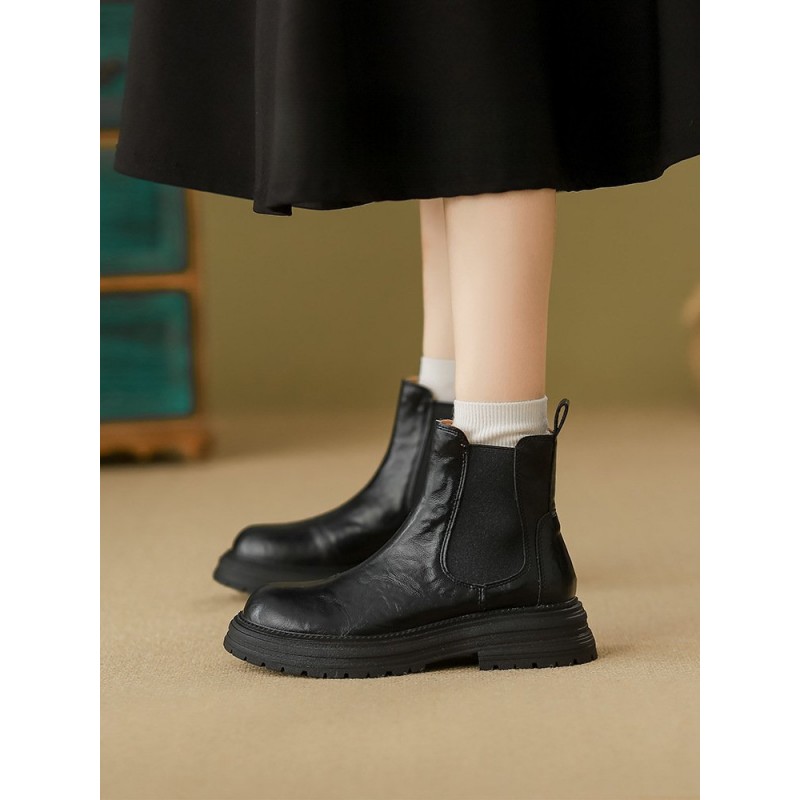 Retro British-style Thick-soled Ankle Boots For Women