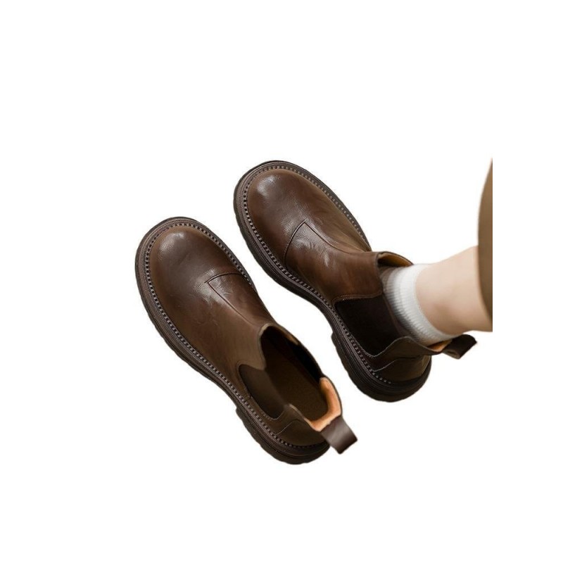Retro British-style Thick-soled Ankle Boots For Women