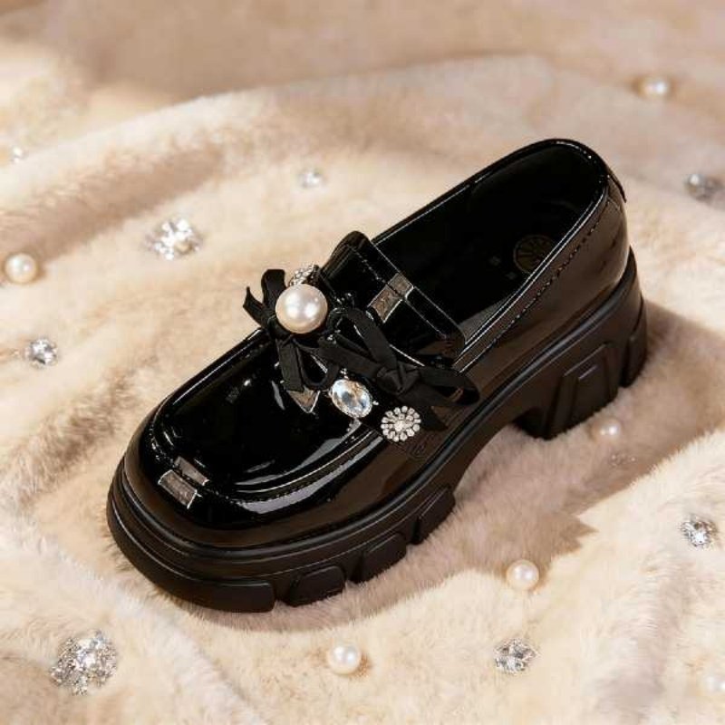 New Platform Loafers For Women - Chunky Heel Commuter Shoes, Vintage British School Style JK Leather Shoes, Versatile Flats For Dresses