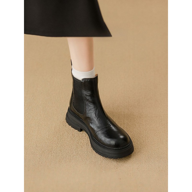 Retro British-style Thick-soled Ankle Boots For Women