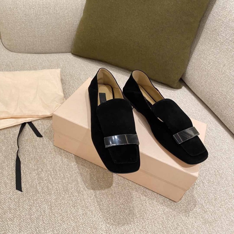 Square Toe Flat Single Shoes Step On Heel Two Wear...
